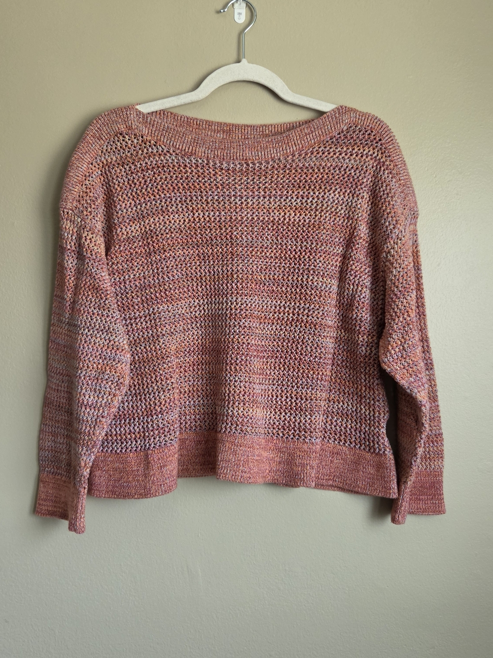Old Navy Pink Marled Open-Stitch Pullover Sweater